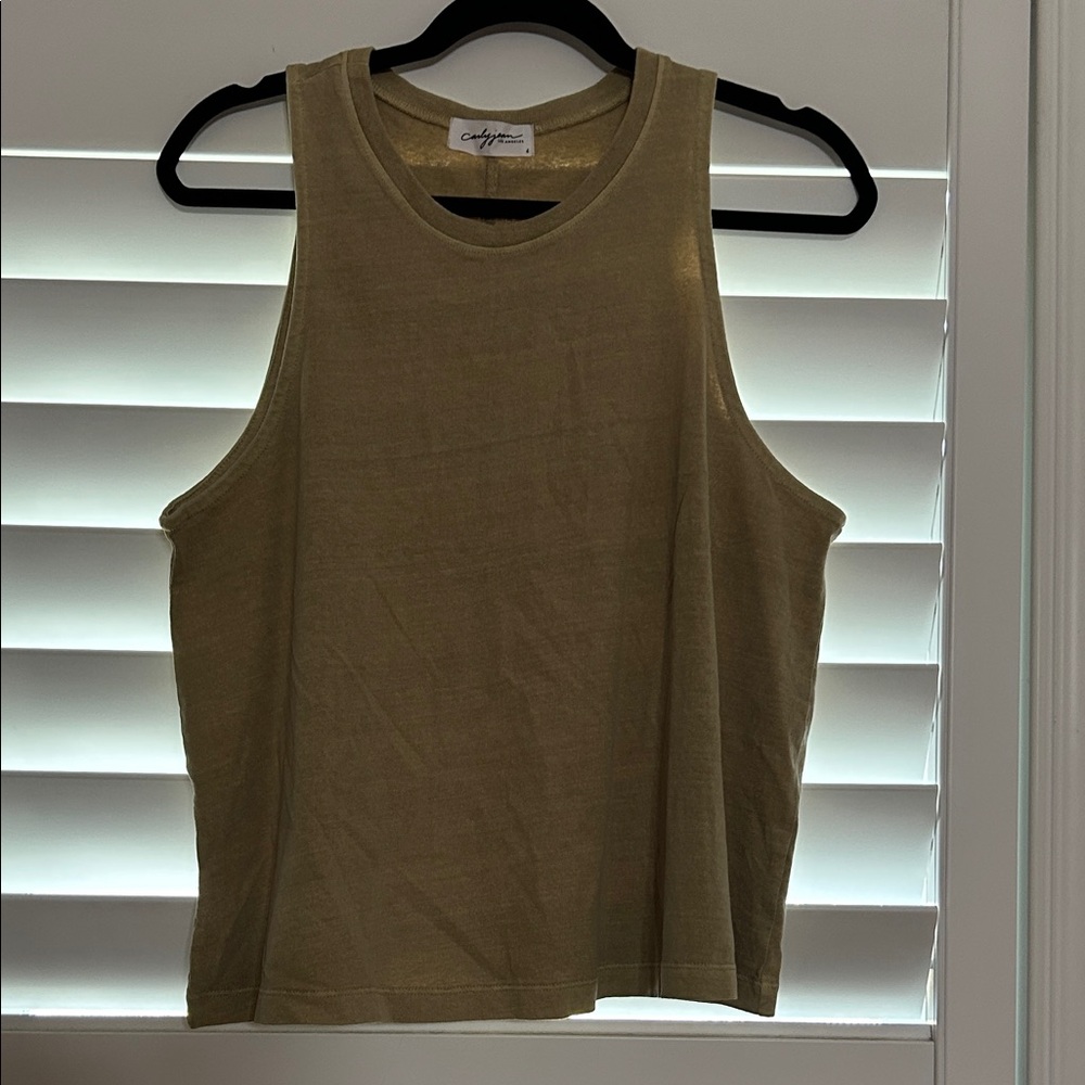 Carly Jean Los Angeles Olive Muscle Tee